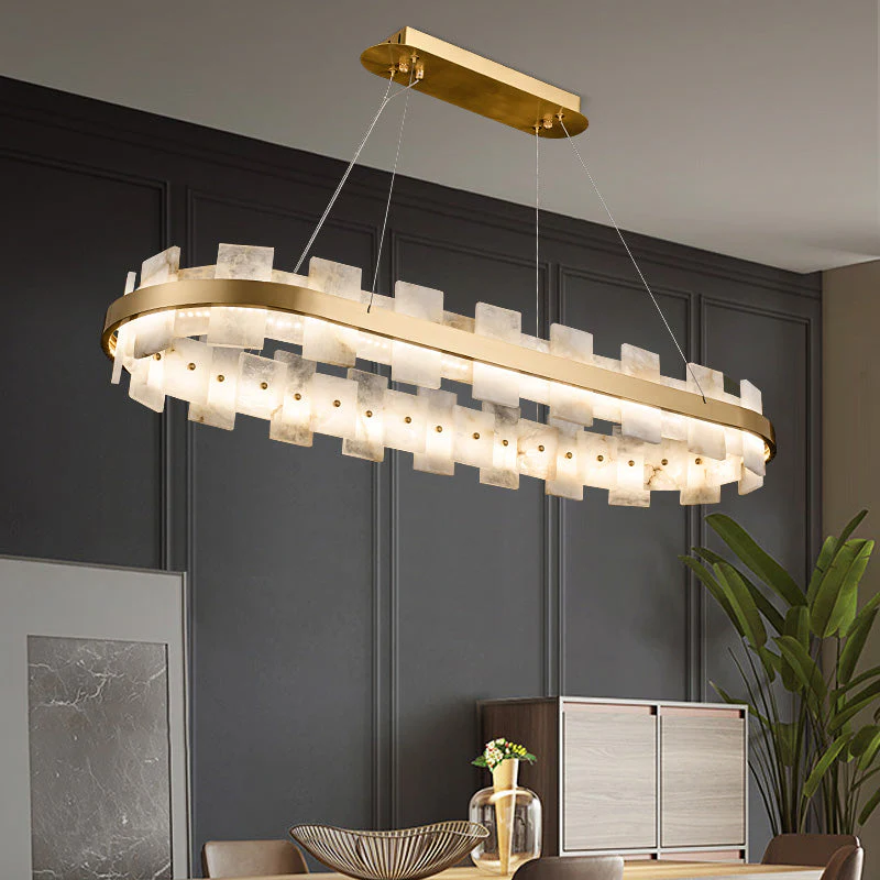 Alabaster Glo Modern Oval Chandelier - Image 3