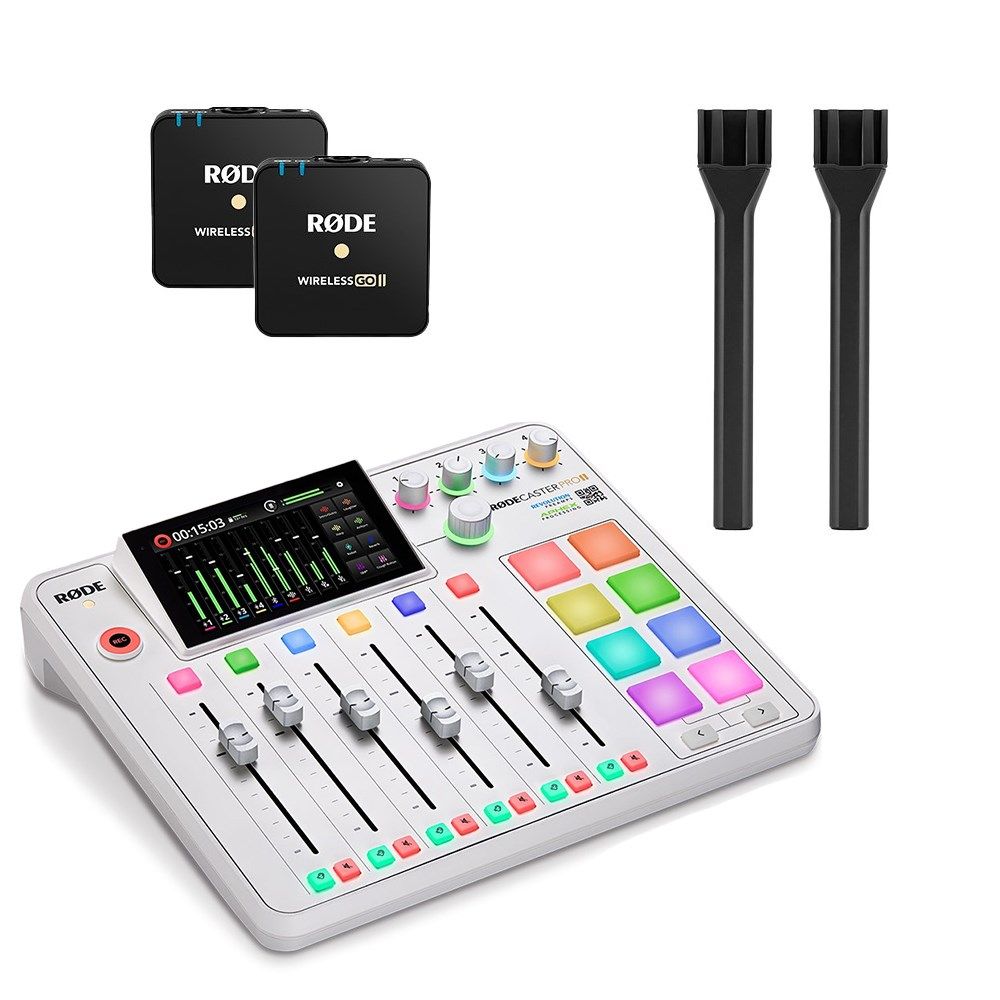 Rode RodeCaster Pro II Pack (White) w/ 2 x Wireless GO II TX & 2 x Interview GO - Image 1