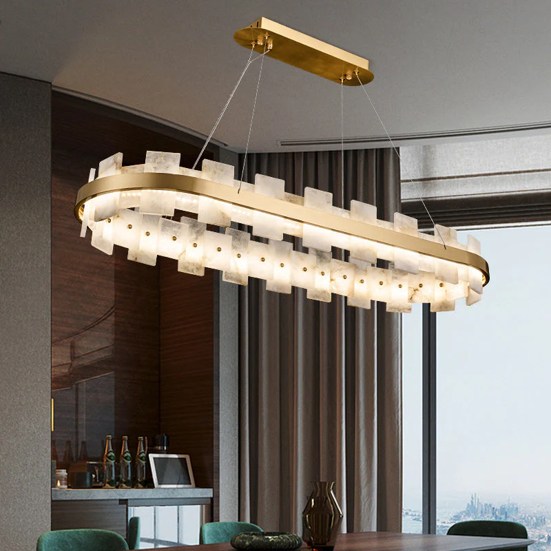 Alabaster Glo Modern Oval Chandelier - Image 2