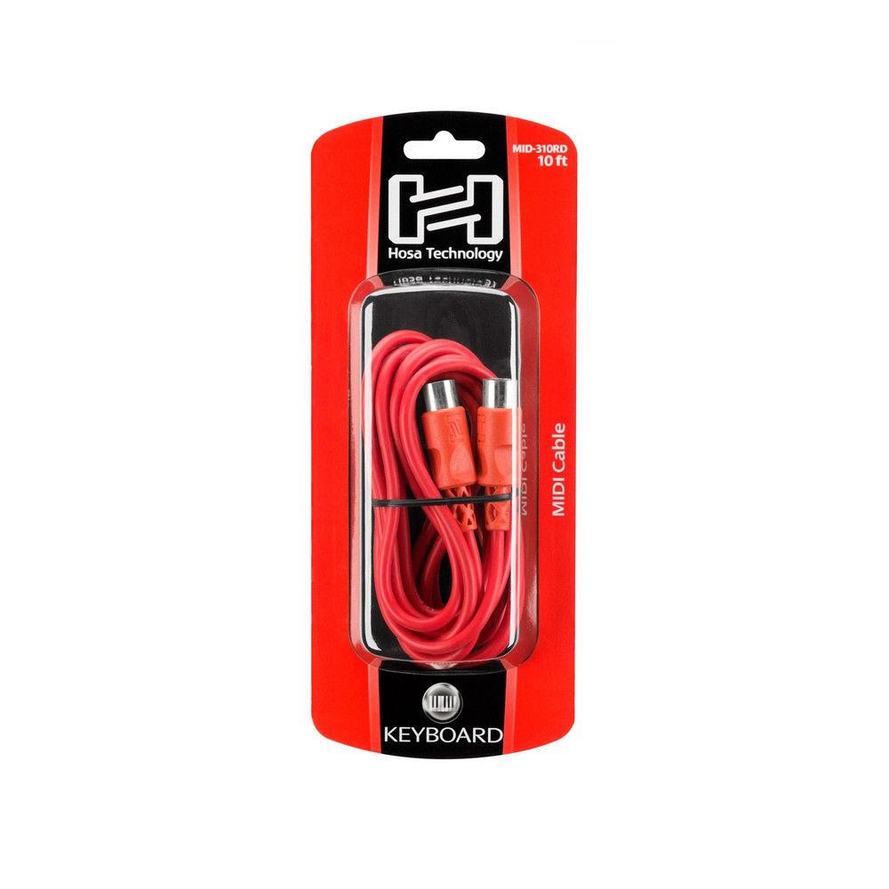 Hosa MID310RD MIDI Cable 5-pin DIN to Same (10 ft) - Image 1