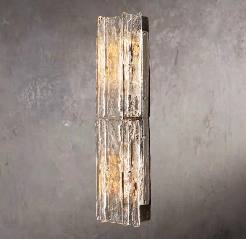 Grid Pattern Clear Glass Wall Sconce 30" - Image 2