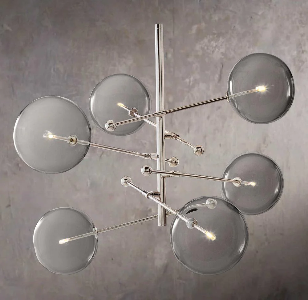 Glass Orb Hanging Mobile Six-Light Chandelier 55" - Image 2