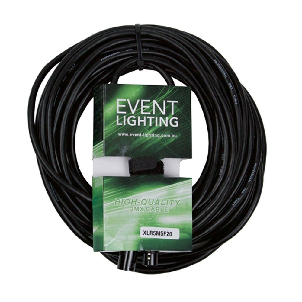 Event Lighting XLR5M5F20 5-Pin DMX Lead - Red Indicator Ring (20m) - Image 1