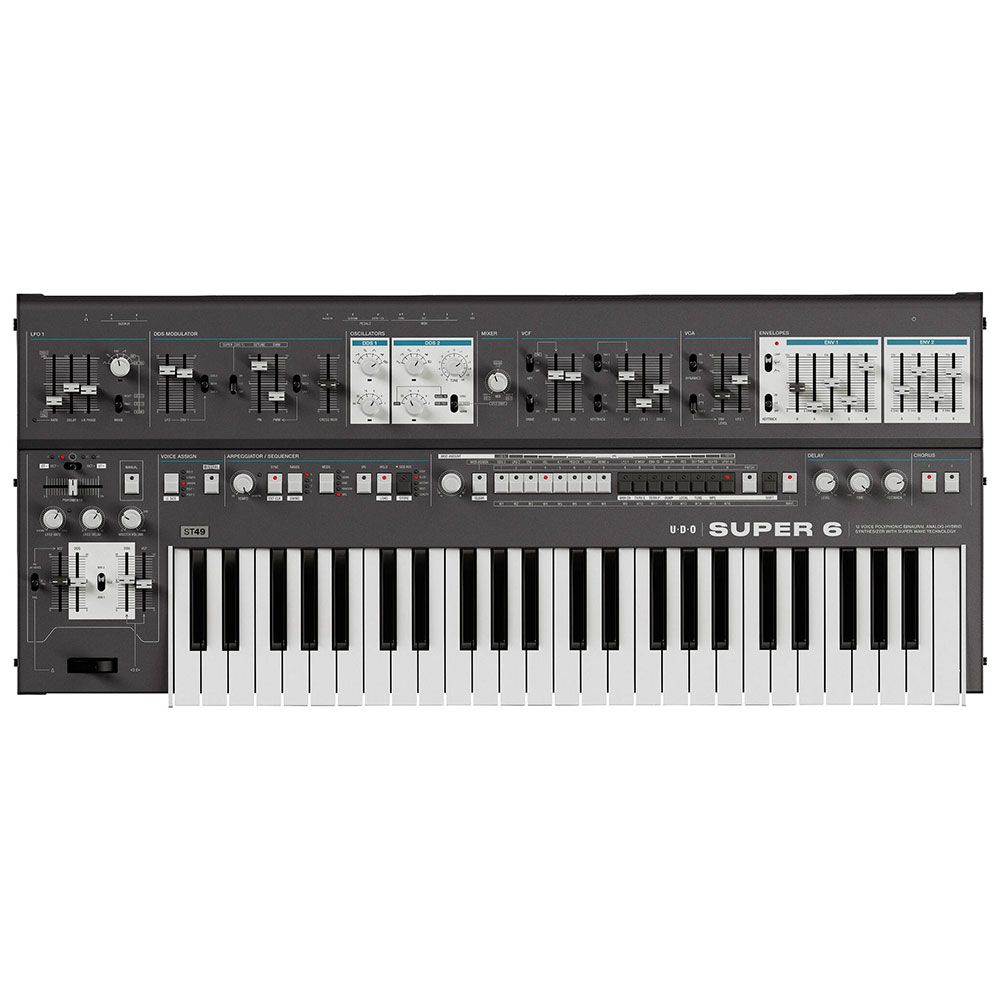 UDO Audio Super 6 ST49 Polyphonic Analog-Hybrid Synth w/ Aftertouch Keyboard (Black) - Image 1