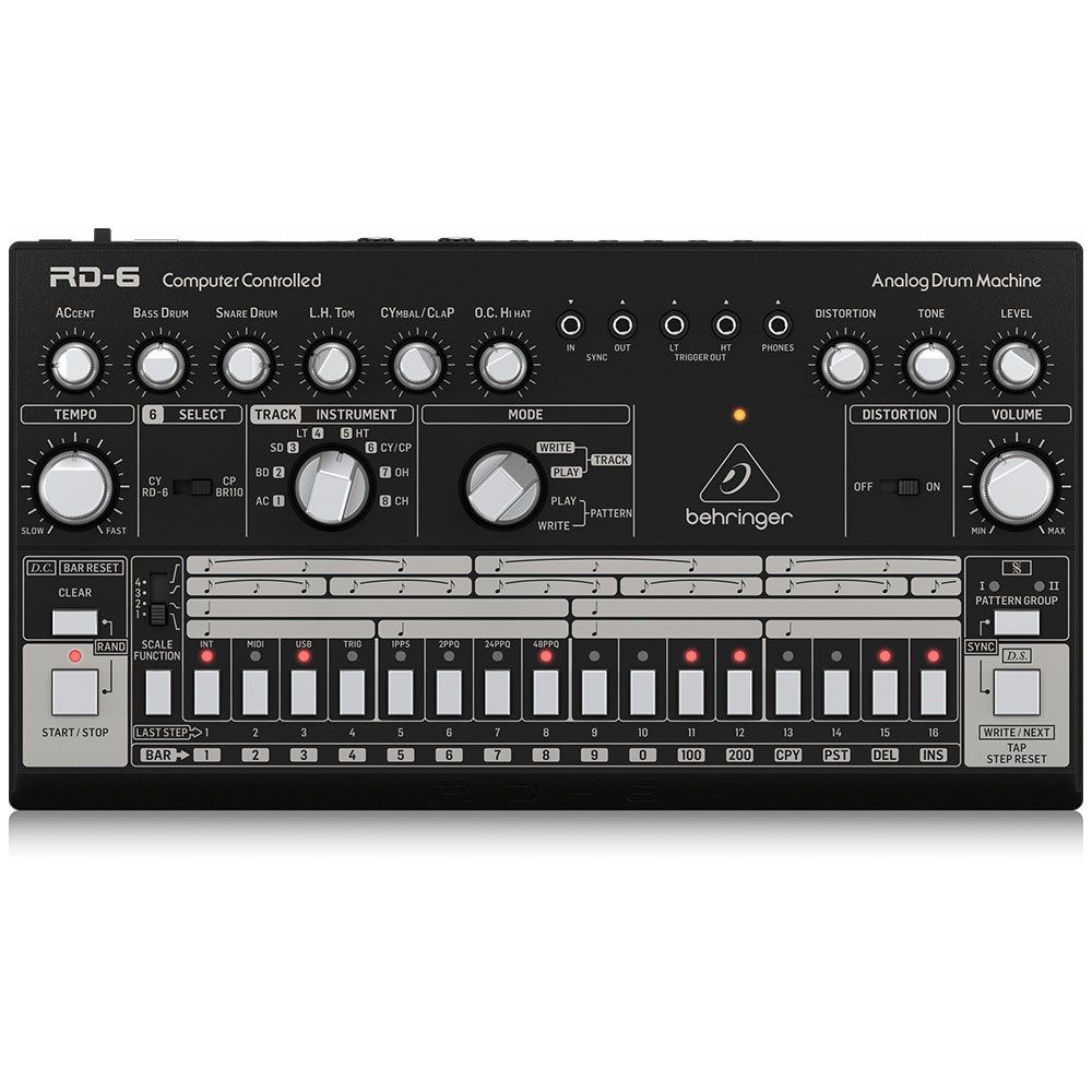 Behringer RD6 Classic 606 Analog Drum Machine w/ 16 Step Sequencer (Black) - Image 1
