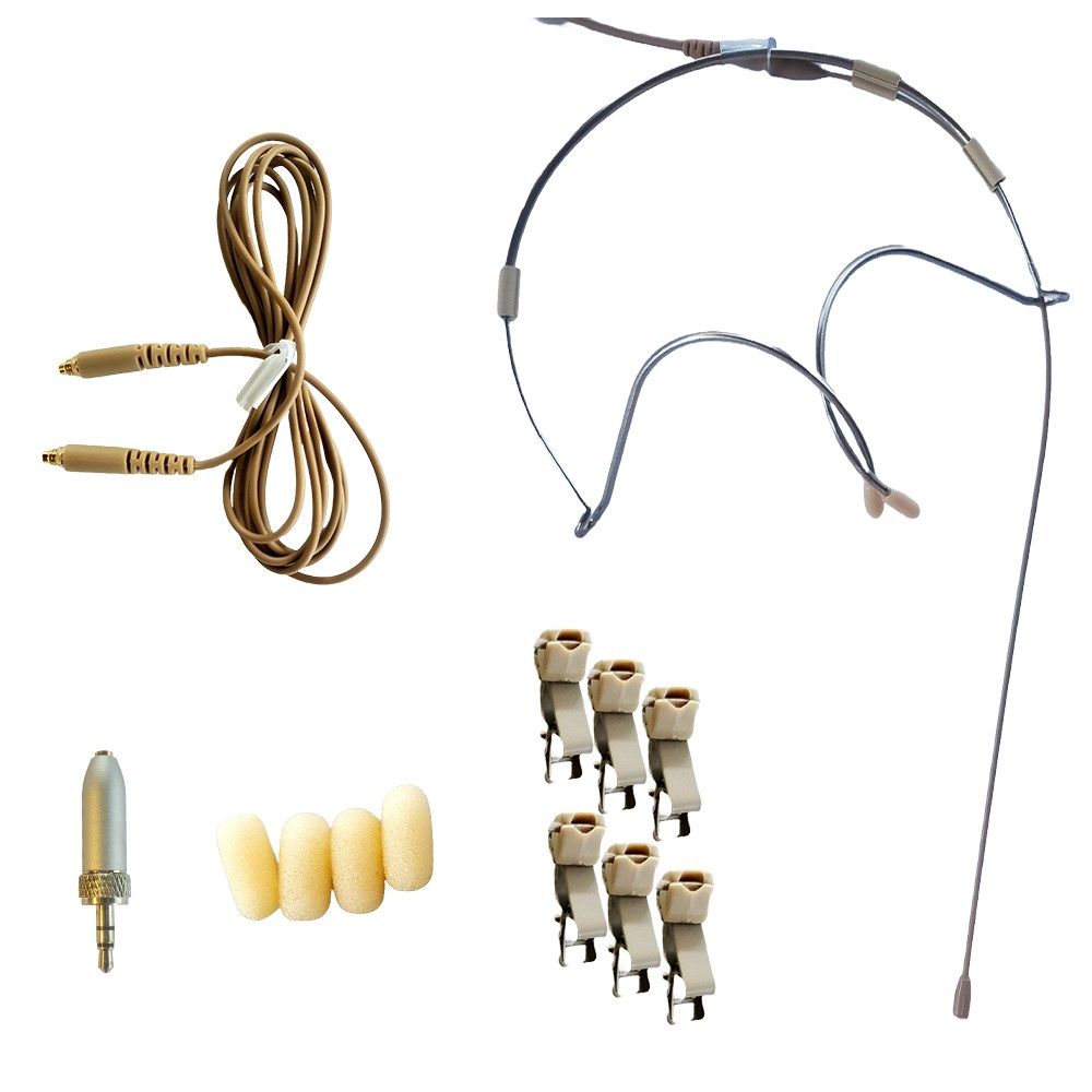 JAG IMX6A 3mm Headset Mic Kit (Sennheiser Threaded 3.5mm) (Small Headband) (Beige) - Image 1