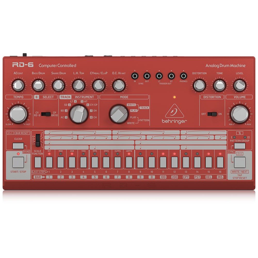 Behringer RD6 Classic 606 Analog Drum Machine w/ 16 Step Sequencer (Red) - Image 1