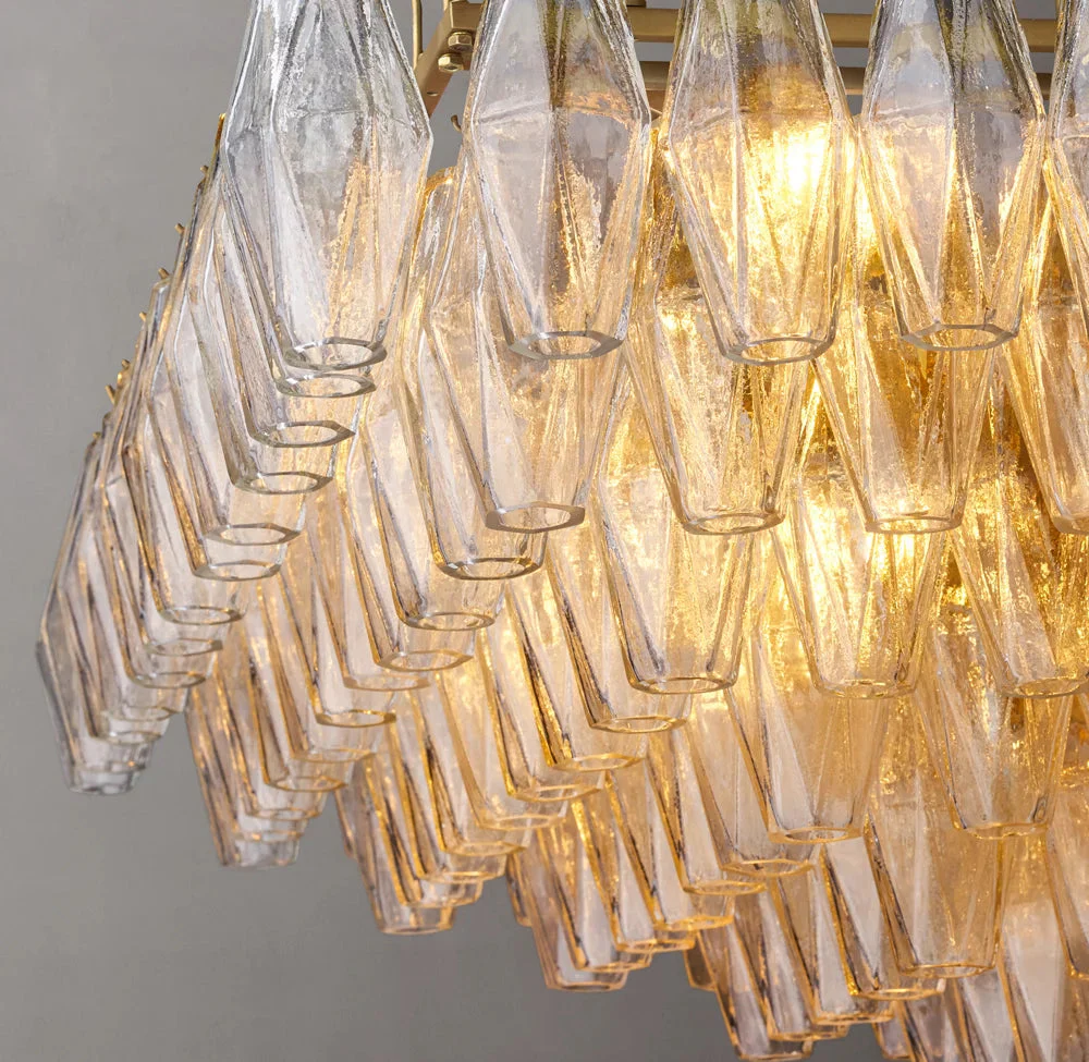 Chiara Transparent Glass Layered Rectangular Chandelier 74" - Image 3