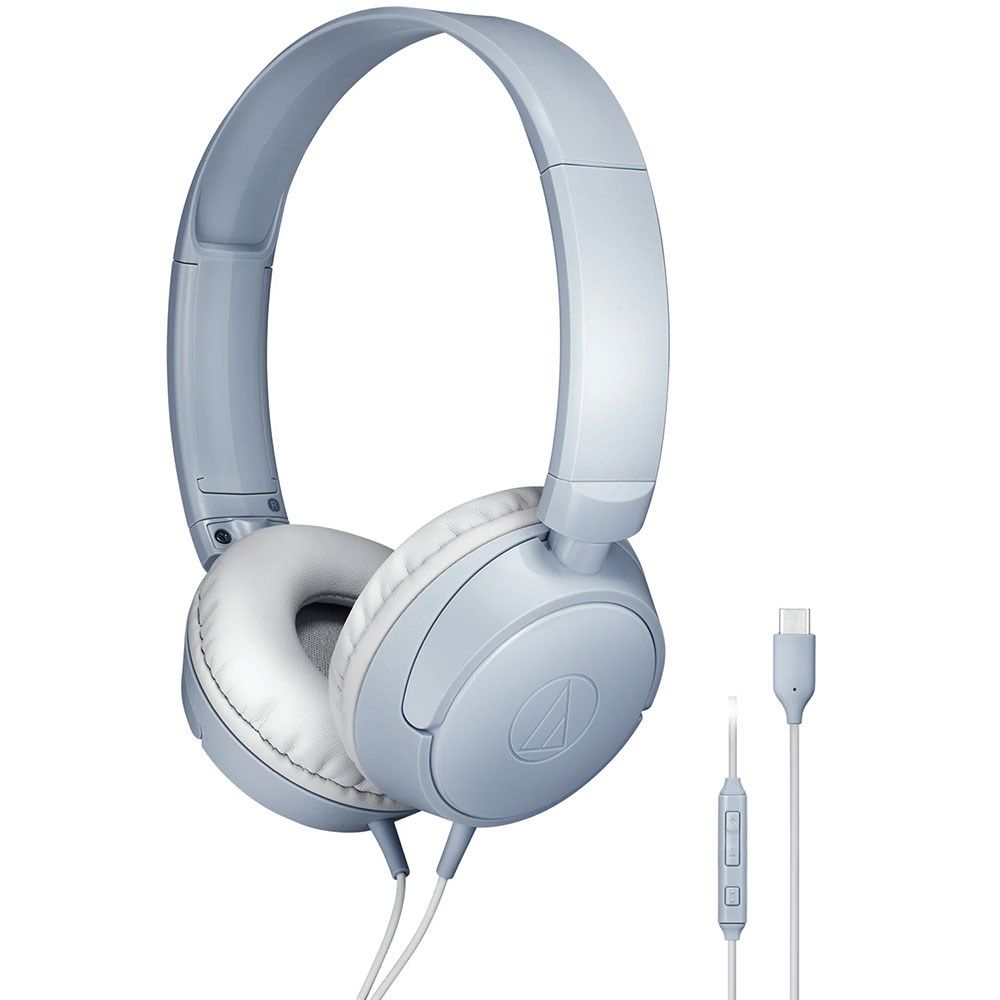 Audio Technica ATH S120C On-Ear Headphones w/ USB-C Connector & Mic & (Blue Grey) - Image 1