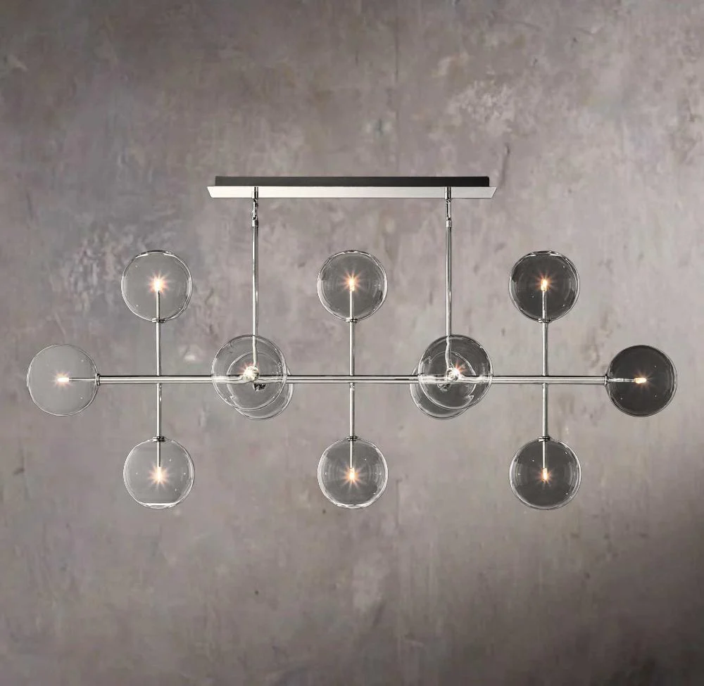Glass Orbital Mobile Linear Chandelier - Image 2