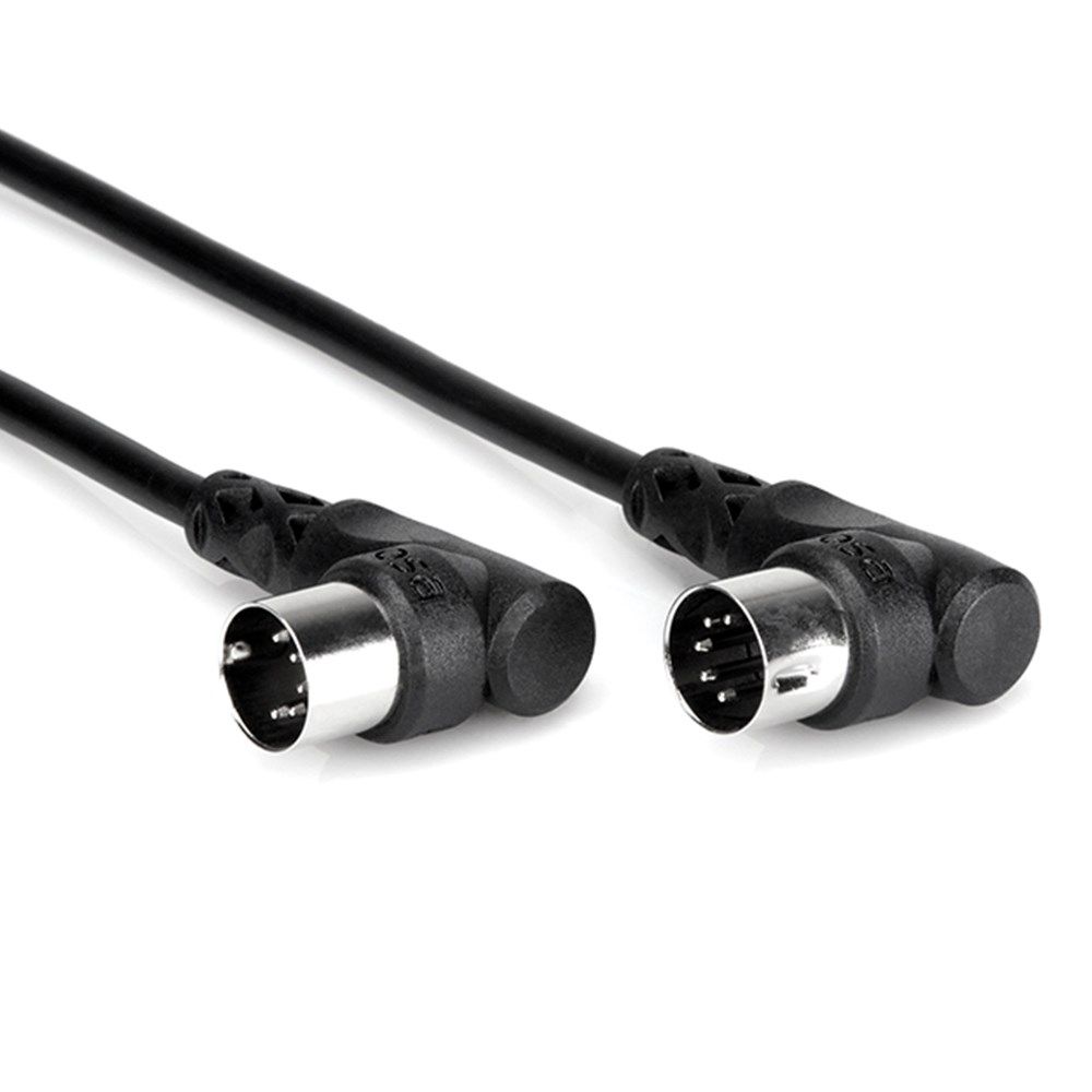 Hosa MID-303RR Right-Angle 5-Pin DIN to Same MIDI Cable (3ft) - Image 1