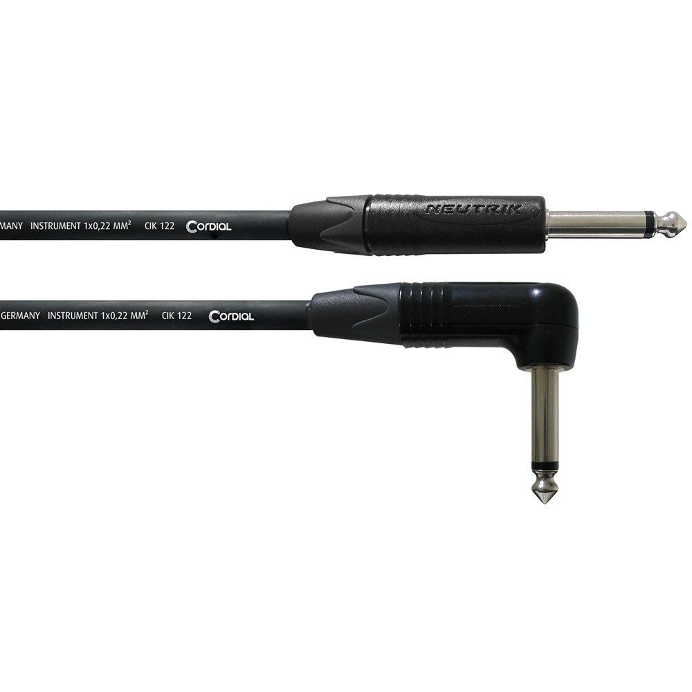 Cordial Select NEUTRIK 1/4" TS Black to Right Angled 1/4" TS Black Cable (9m) - Image 1