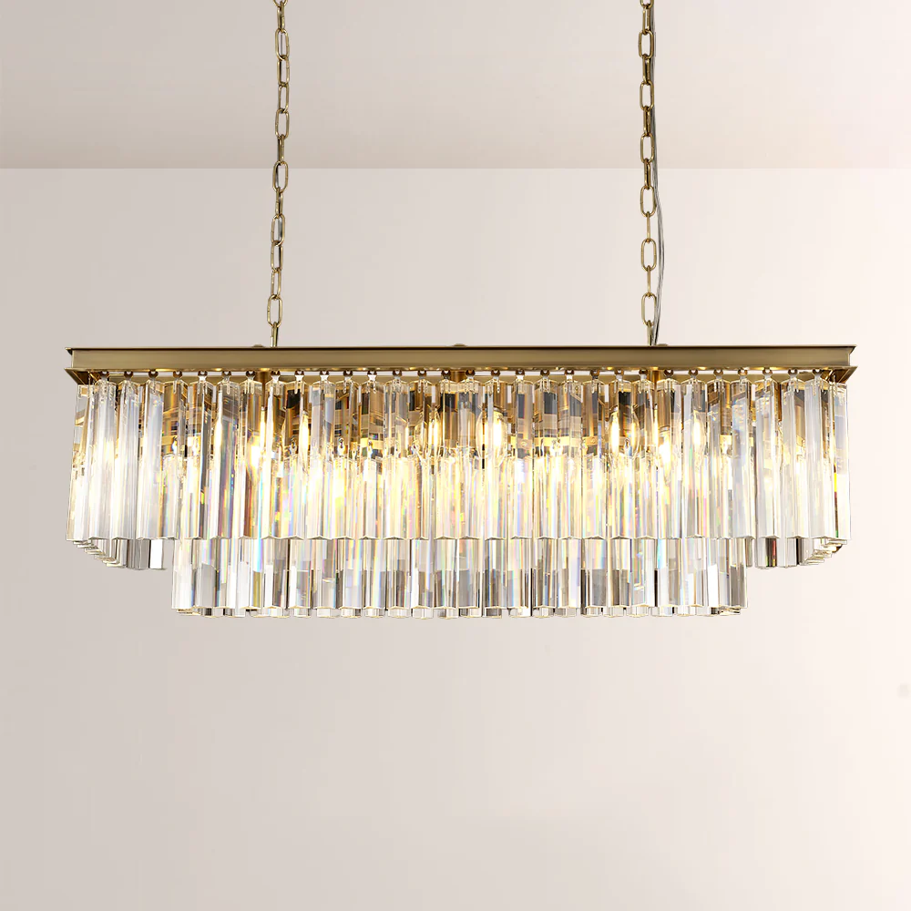 Ryalin Rectangular Glass Chandelier 40" - Image 1