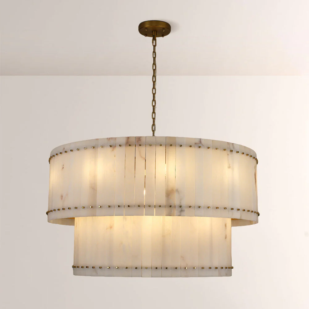Aurelix Alabaster Round 2-Tiered Chandelier - Image 1