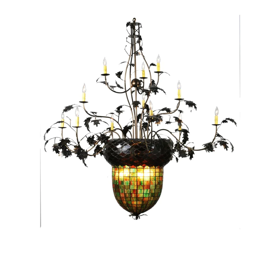 Meyda Tiffany Fifteen Light Up / Down Lighting Three Tier Chandelier from the Acorn Collection - Image 1