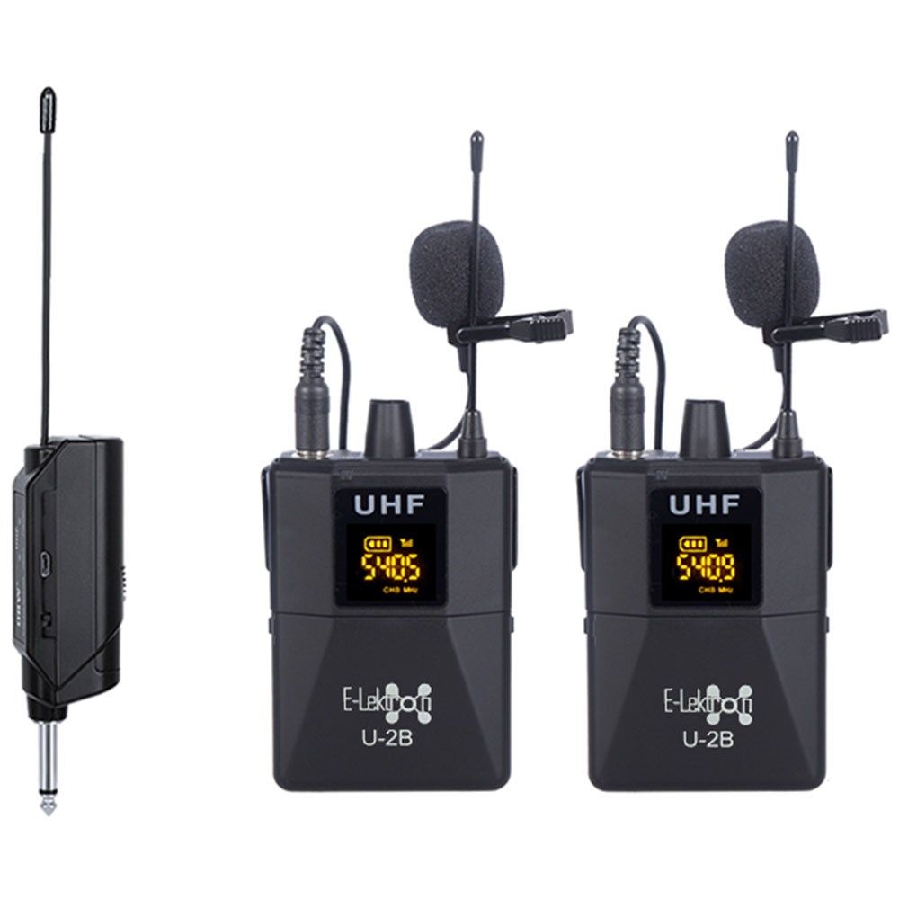 E-lektron U2-BL UHF Tunable Universal Dual Lavalier Microphone Set - Image 1