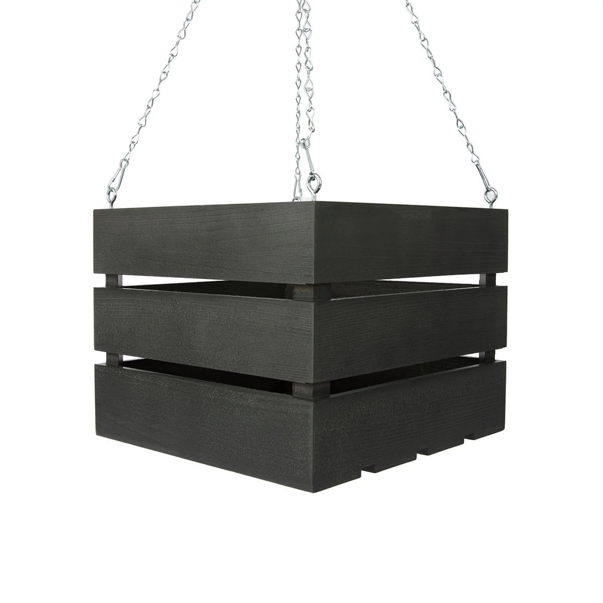 10 inch Wooden Vanda Basket with Hanger – Charcoal