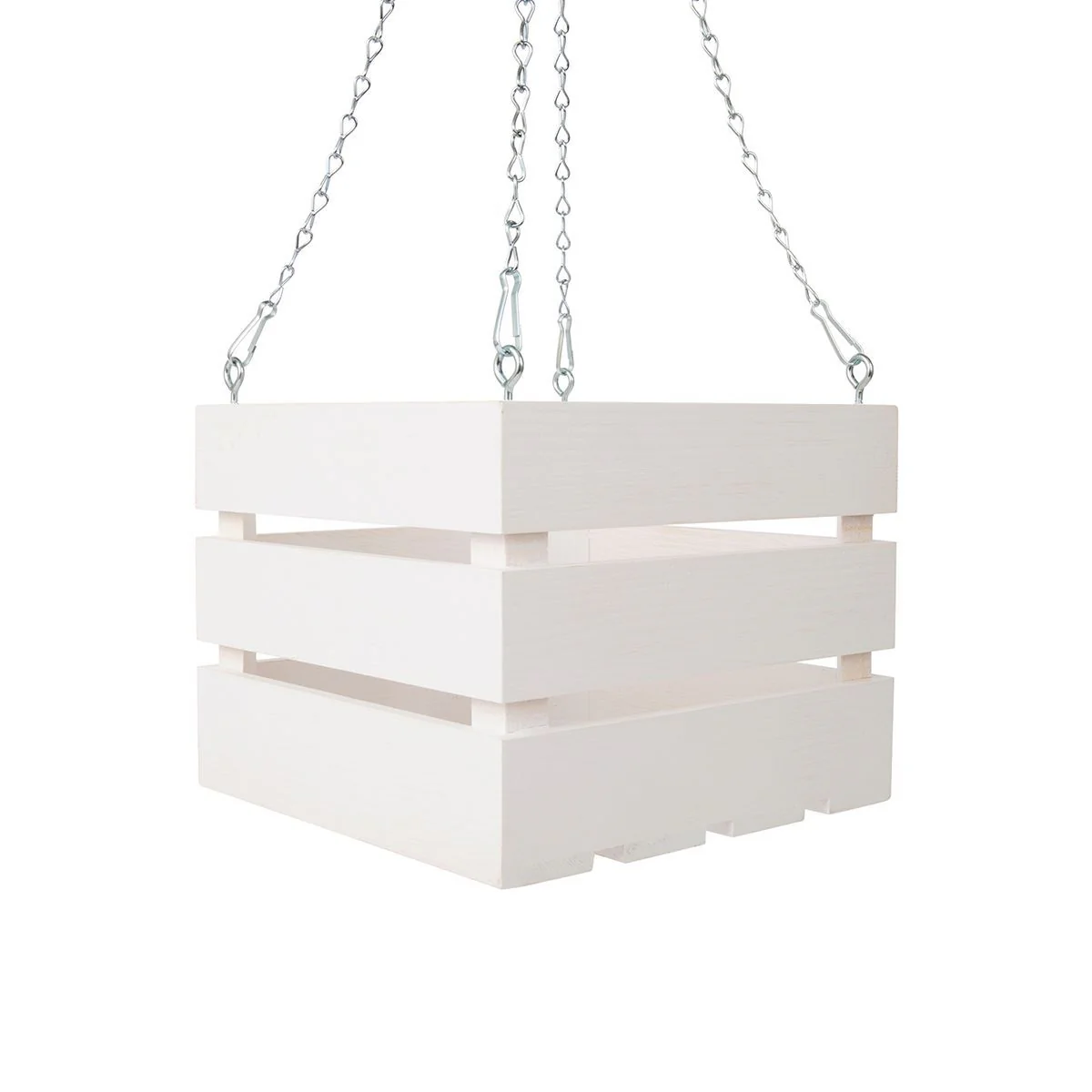 10 inch Wooden Vanda Basket with Hanger – White