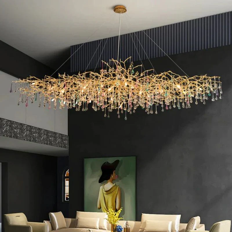 Runl Colorful Crystal Linear Branch Chandelier - Image 1