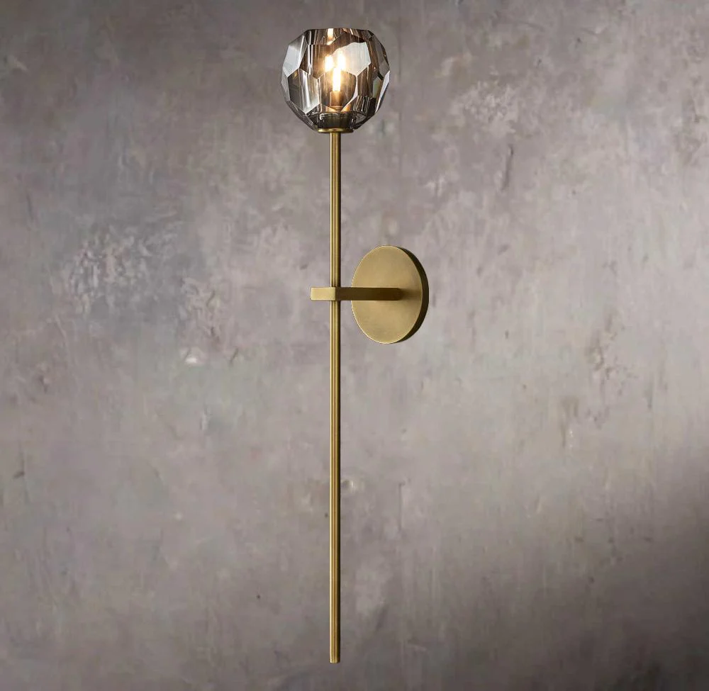Crystal Orb Smoke Glass Grand Wall Sconce