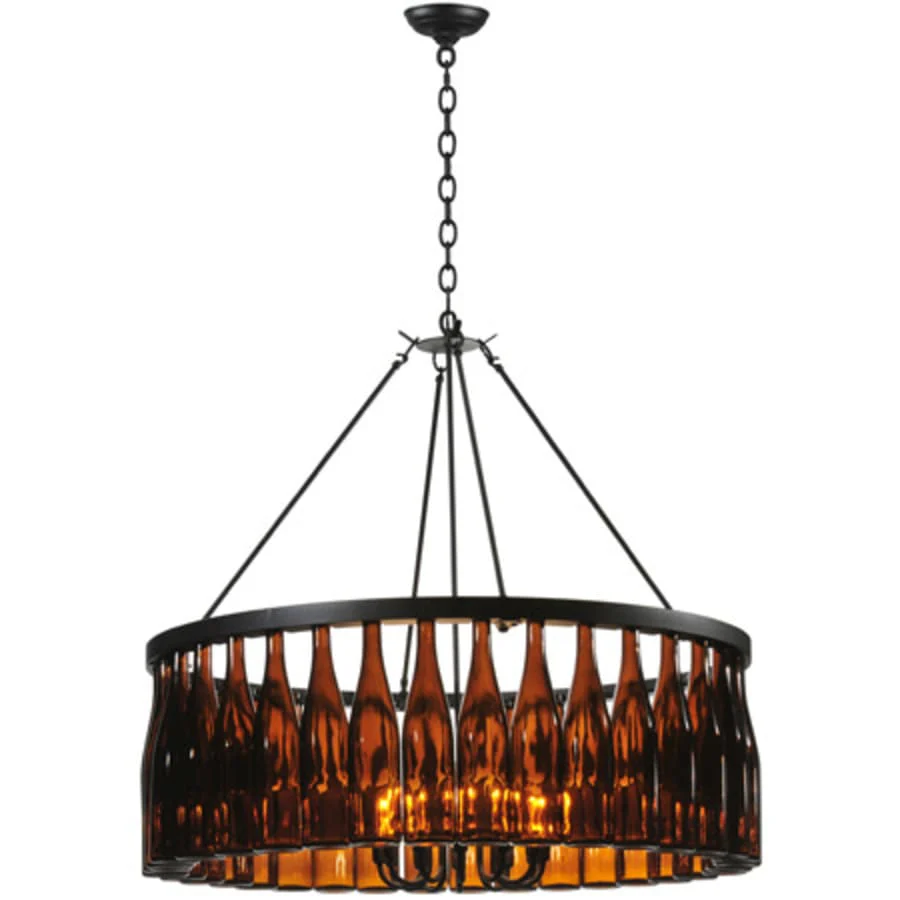 Meyda Tiffany Tuscan Vineyard 12 Light 1 Tier Wine Bottle Drum Chandelier - Image 1