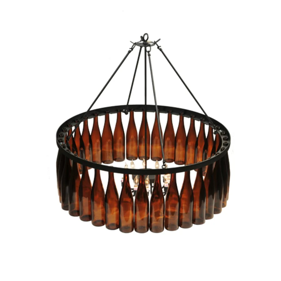 Meyda Tiffany Tuscan Vineyard 12 Light 1 Tier Wine Bottle Drum Chandelier - Image 2