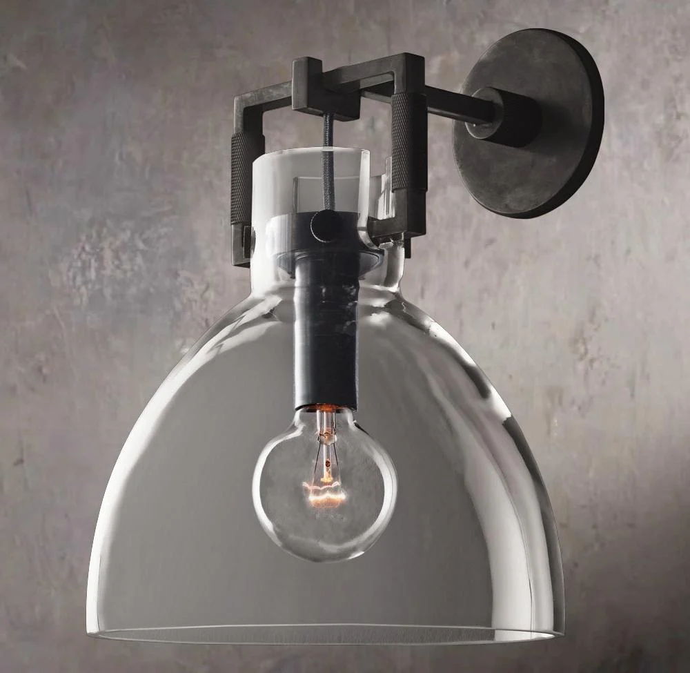Industrial Glass Dome Wall Sconce 10" - Image 3