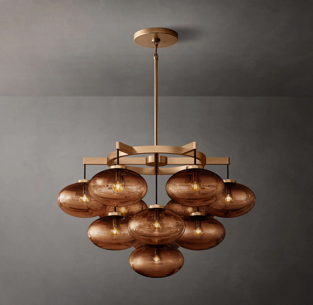 Cabretta Amber Glass Circular Chandelier 36" - Image 3