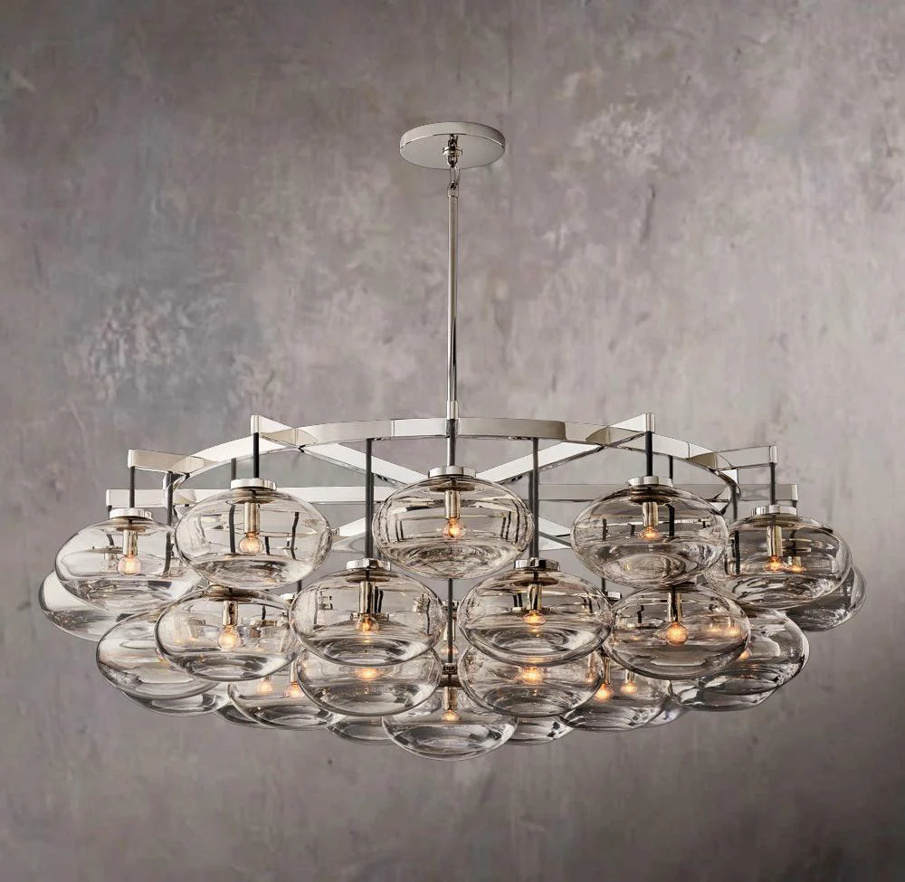 Cabrette Transparent Glass Circular Chandelier 60" - Image 2
