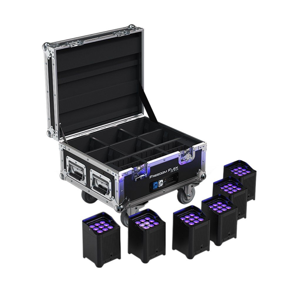 Chauvet DJ Freedom FLEX H9 IP X6 Uplight Pack 6pcs w/Charging Case - Image 1