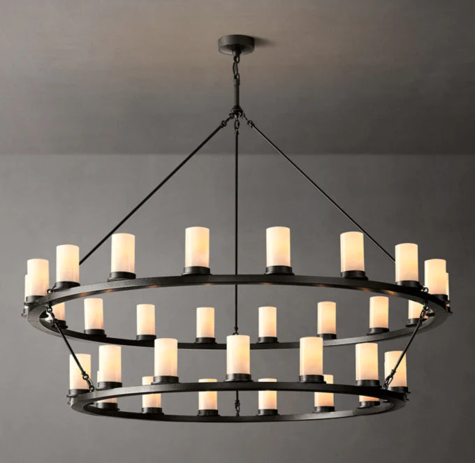 Ondra Double-Layer Frosted Glass Pendant Chandelier 60" - Image 3