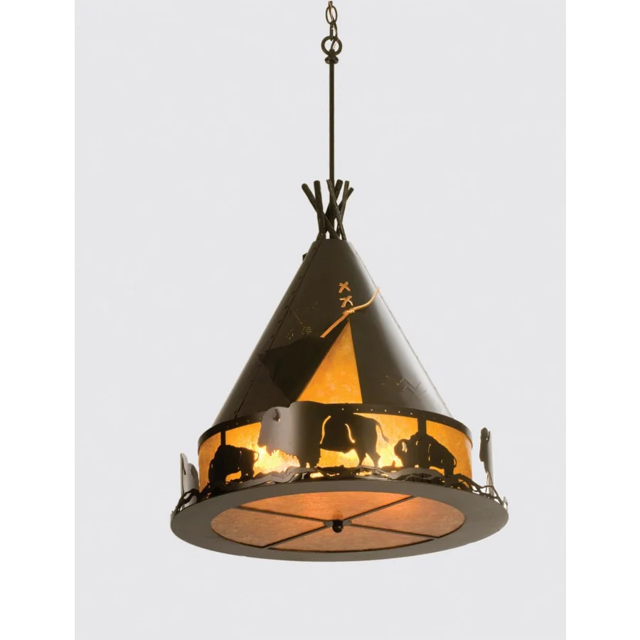 Meyda Tiffany 4 Light 24" Wide Pendant with Handmade Shade - Image 1