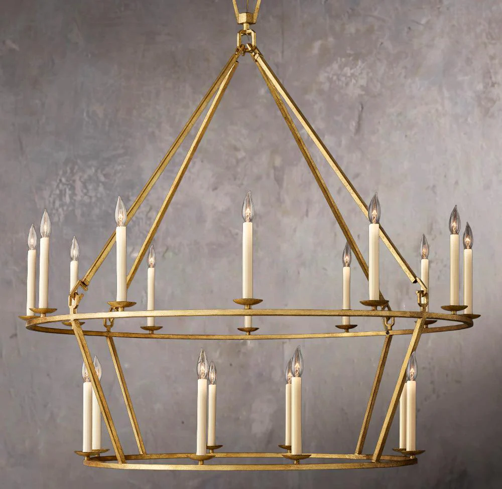 19TH C. BRITISH LATTICEWORK DOUBLE-TIER CIRCULAR CHANDELIER 50" - Image 2