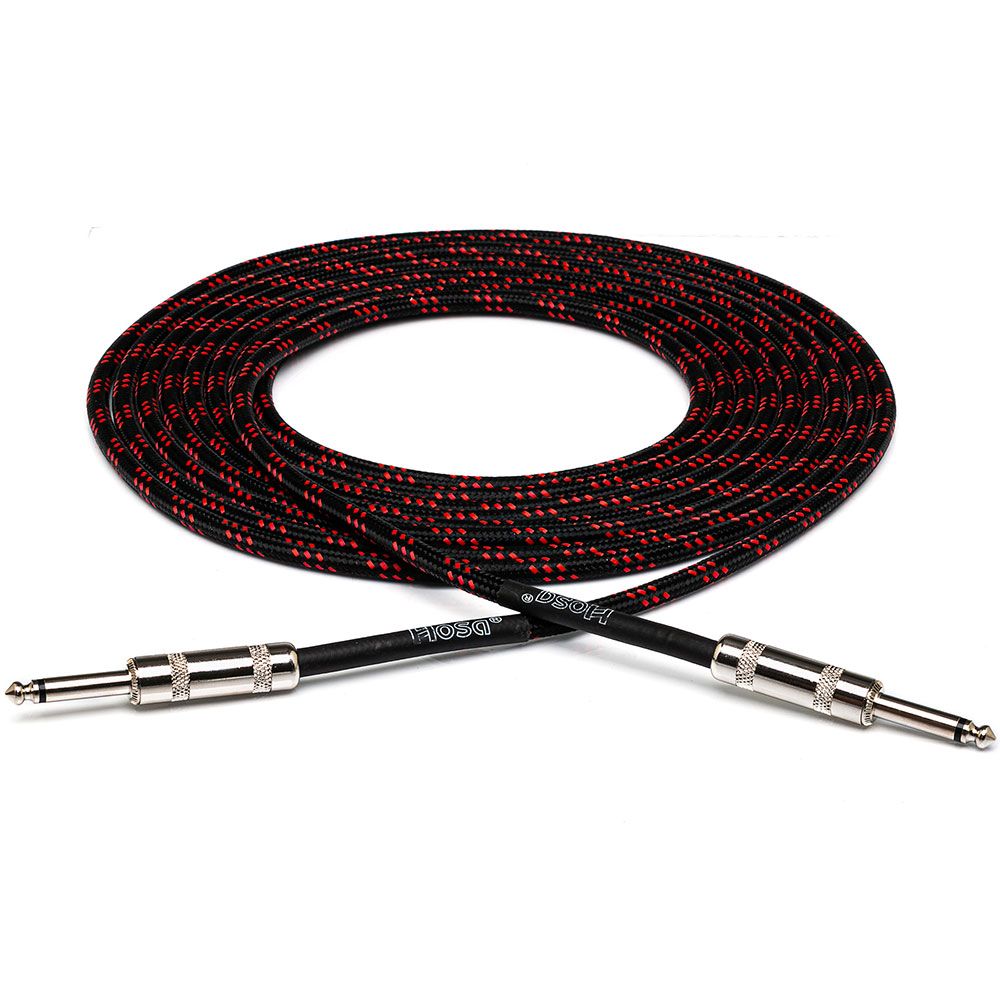 Hosa 3GT18C5 Cloth Guitar Cable Straight to Same (18 ft) (Black/Red)