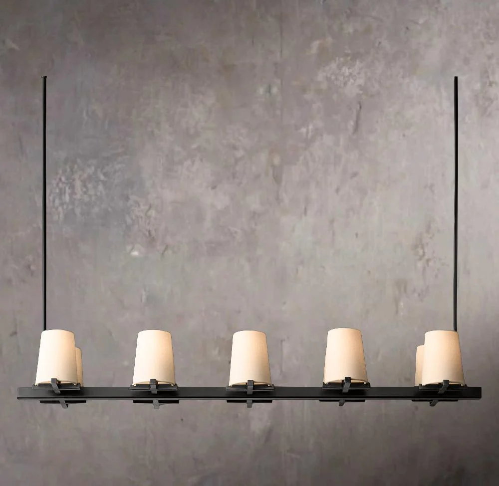 Pauillac Textured Fabric Shade Linear Chandelier 49" - Image 3