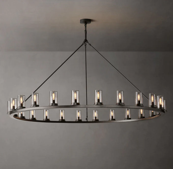 Ondra Circular Transparent Crystal Pendant Light 72" - Image 3