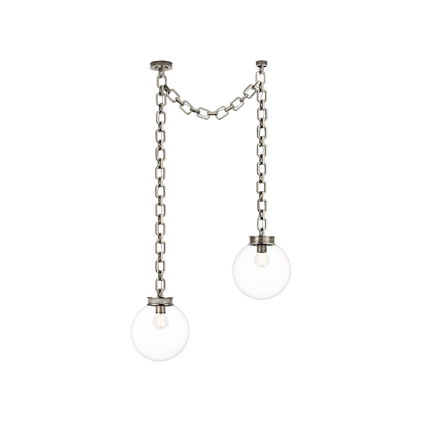 Bellamy 2 Light Statement Chain 12″ Globe Chandelier