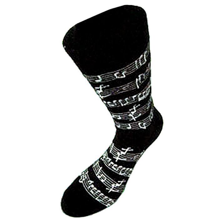 Music Gifts Manuscript Socks (White on black) - Image 1
