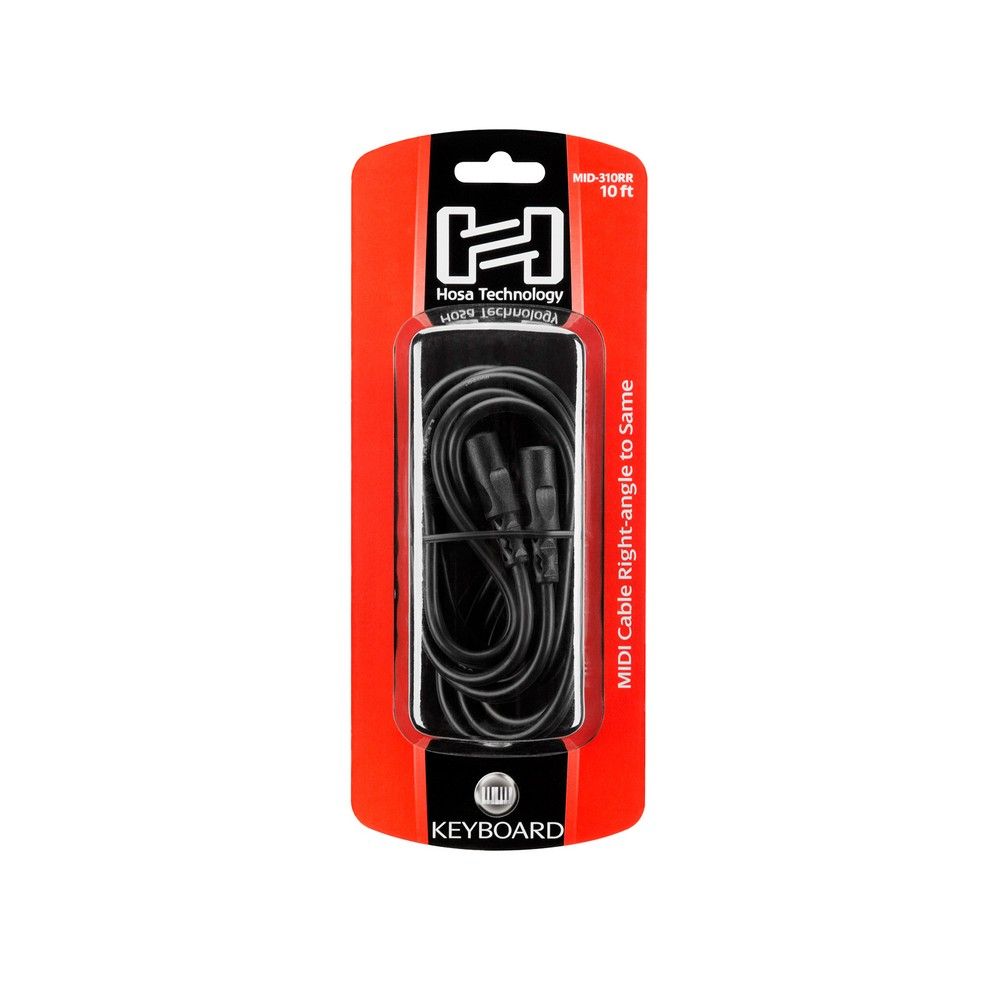 Hosa MID310RR Right-Angle MIDI Cable Right-Angle 5-pin DIN to Same (10 ft) - Image 1