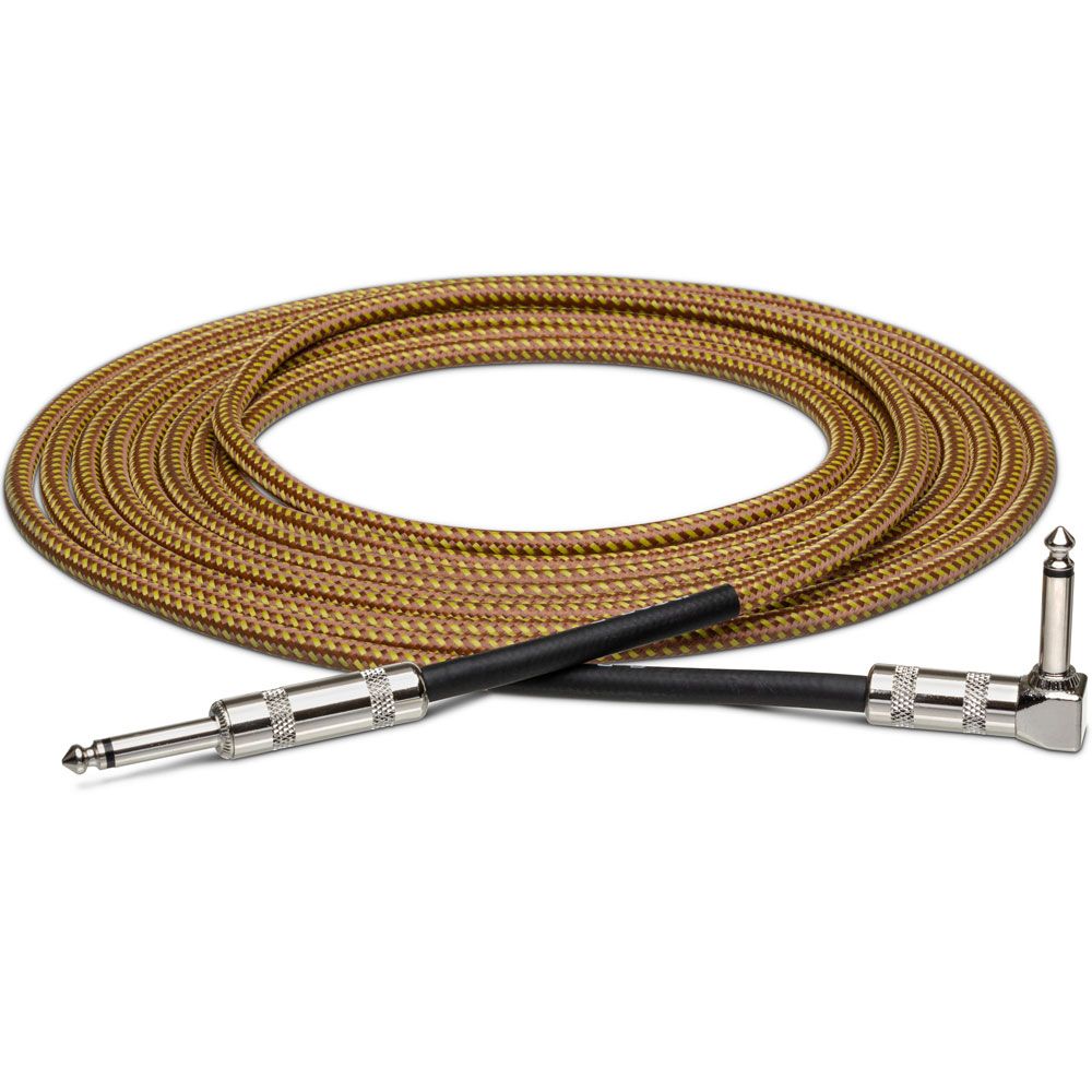 Hosa GTR518R Tweed Guitar Cable Straight to Right-Angle (18 ft) - Image 1