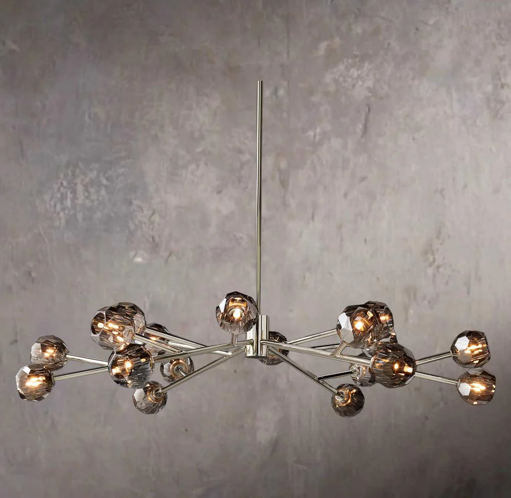 Crystal Sphere Tinted Glass Circular Chandelier 60" - Image 2