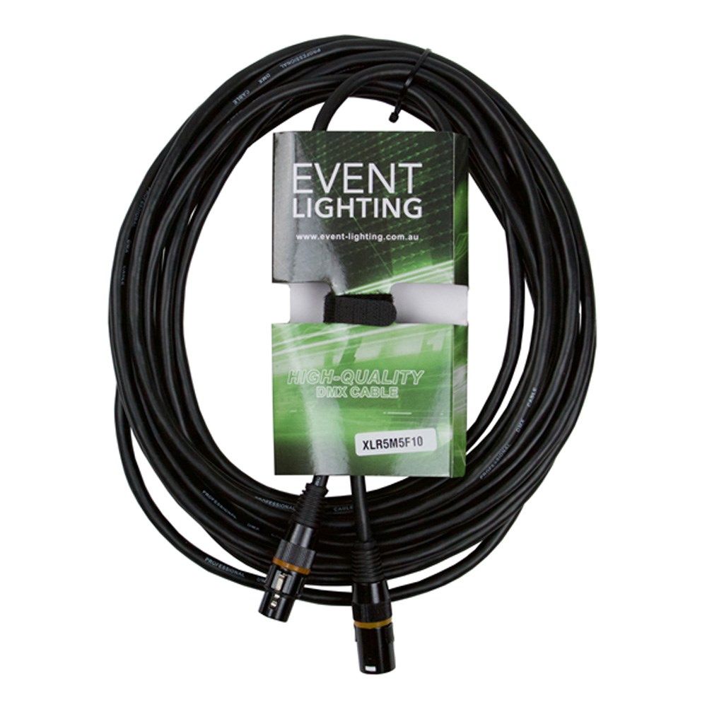 Event Lighting XLR5M5F10 5-Pin DMX Lead - Orange Indicator Ring (10m) - Image 1