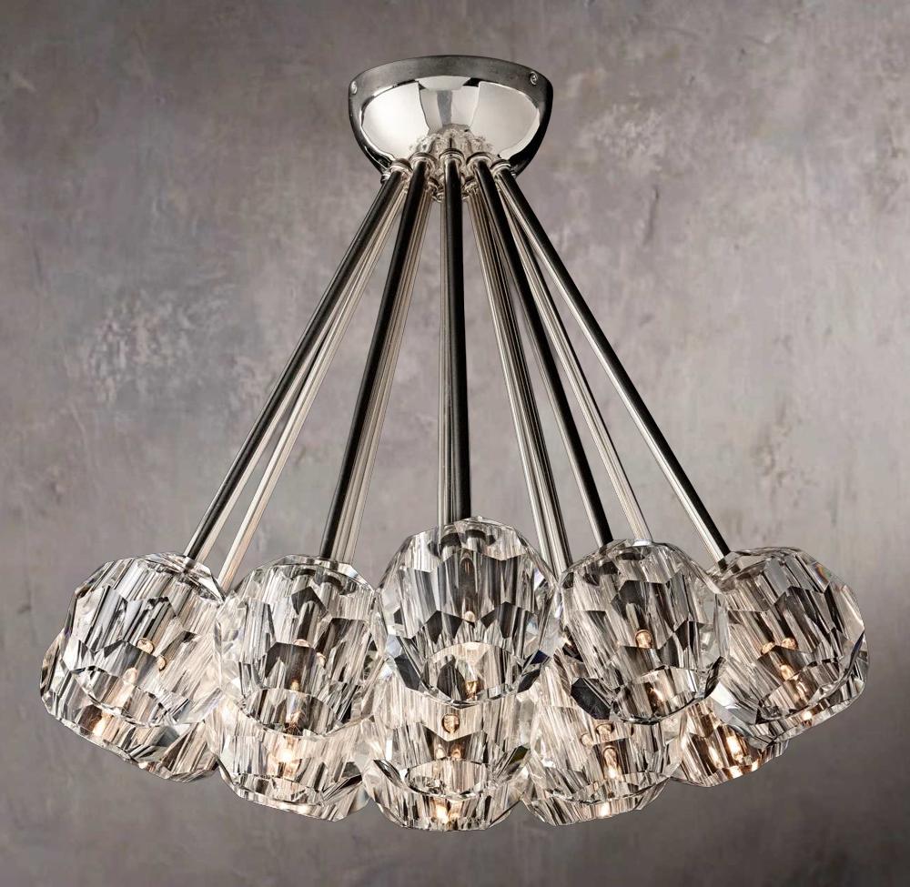 Crystal Globe Clear Glass Flush Mount 24" - Image 2
