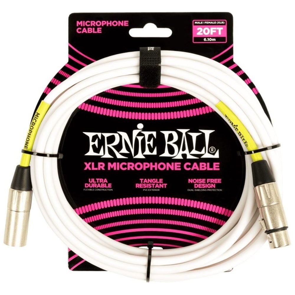 ernie-ball-2o-male-female-xlr-microphone-cable-white - Image 1
