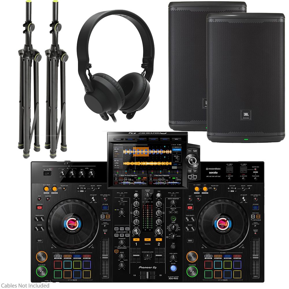 Pioneer XDJRX3 Bundle w/ 2x JBL EON715 Speakers, AIAIAI TMA-2 DJ Headphones & Stands - Image 1