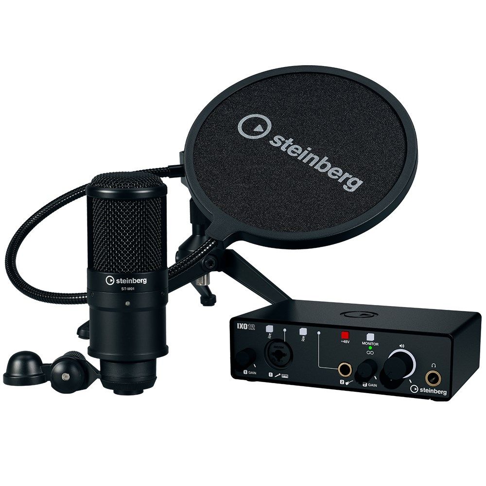 Steinberg IXO12B Podcast Starter Pack w/ STM01 Mic, Cable, Pop Filter & Stand - Image 1