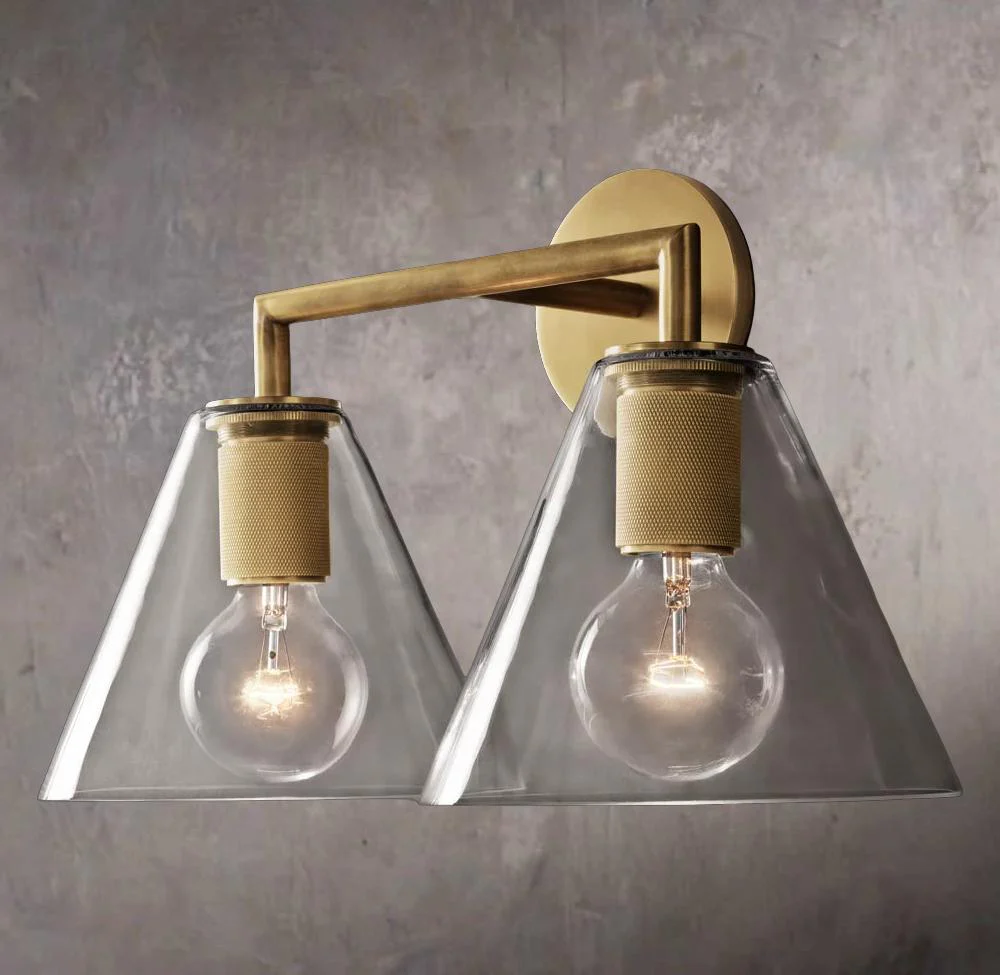 Utility Funnel Shade Dual Wall Sconce