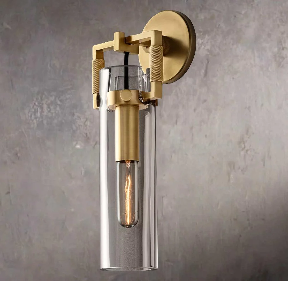 Industrial Glass Cylinder Wall Sconce 12" - Image 1
