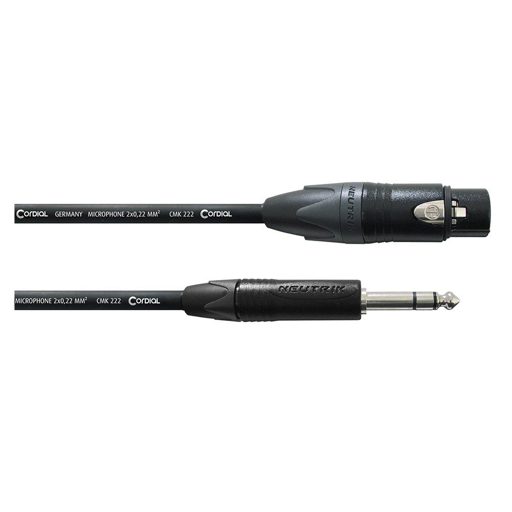 Cordial Select NEUTRIK XLR Female to 1/4" TRS Cable Black (10m) - Image 1