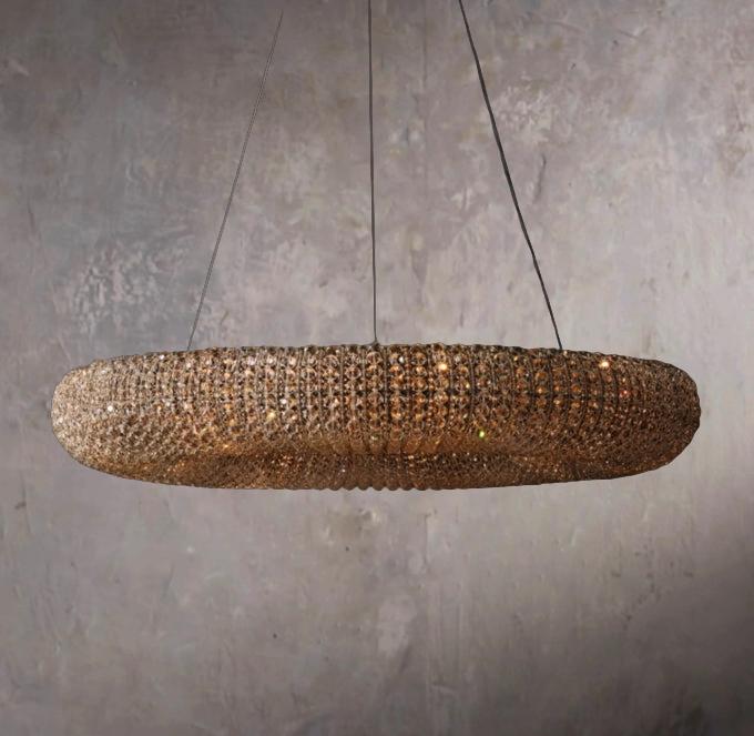 Crystal Halo Gray Round LED Pendant Light 32" - Image 1